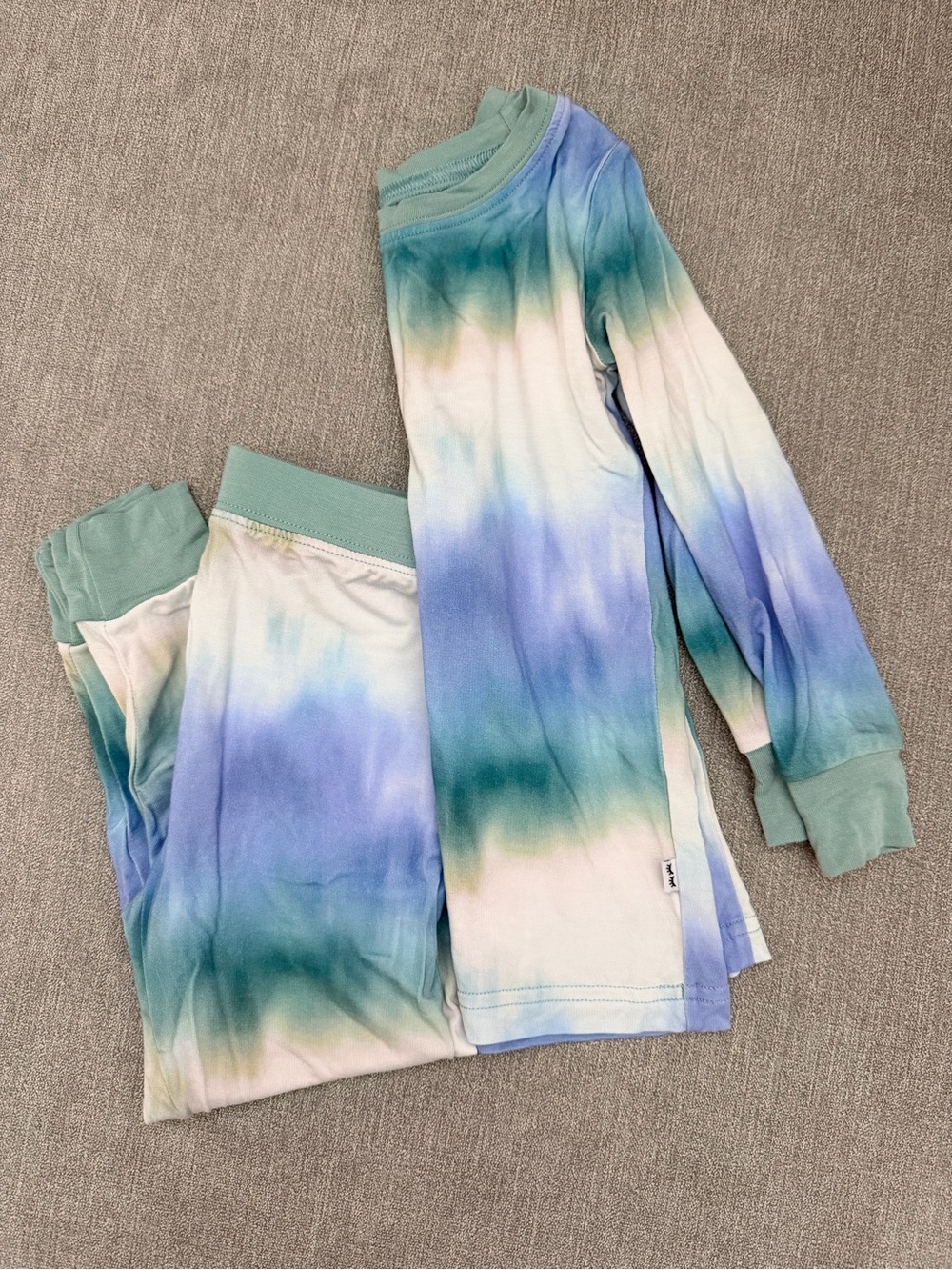 Little Sleepies Tie-Dye Pajama Set in Blue, Green, White